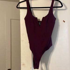 Burgundy V Body Suit